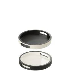 Plateau en bois assorti noir/blanc x2