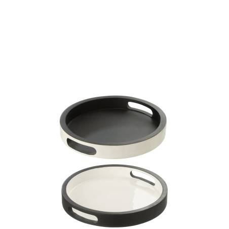 Plateau en bois assorti noir/blanc x2