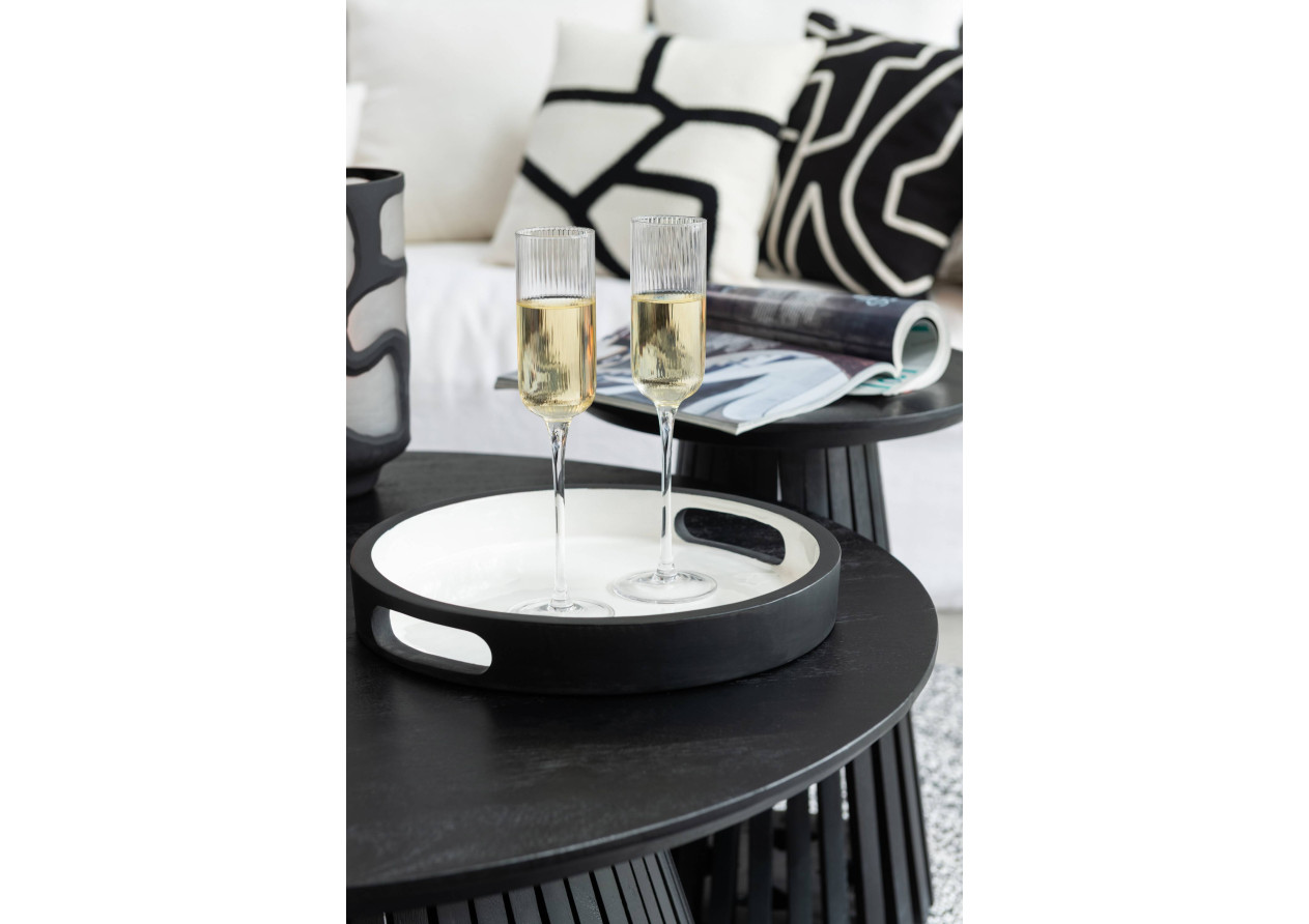 Plateau en bois assorti noir/blanc x2