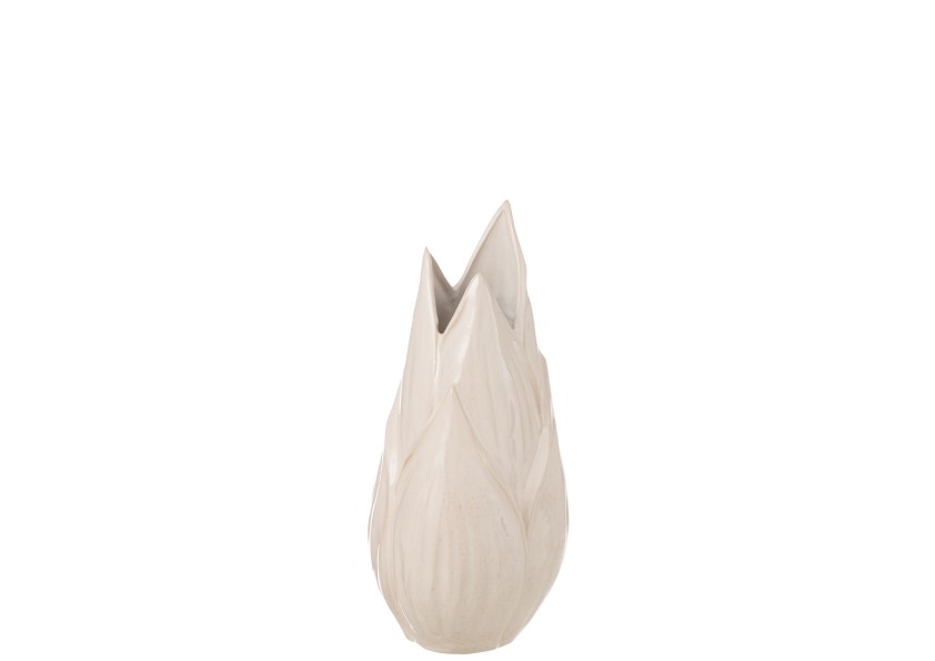 Vase Ibiza en céramique brillante beige moyen