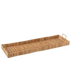 Plateau De Rangement En Rotin Tissé - Rectangulaire, Naturel - Pour Fruits, Snacks, Déco - Cuisine, Salon, Réceptions