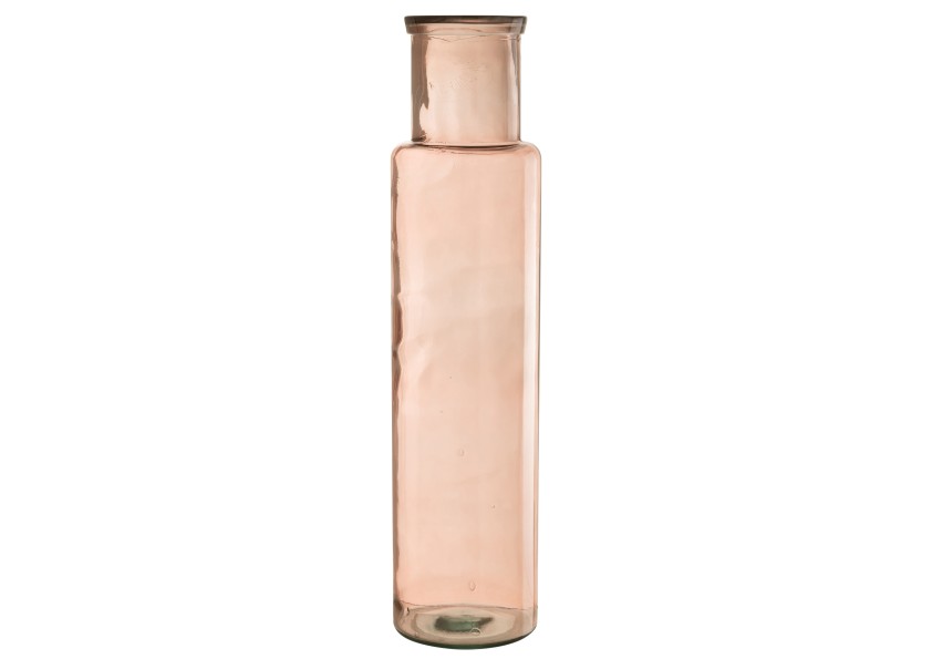 Vase cylindre en verre rose clair grand