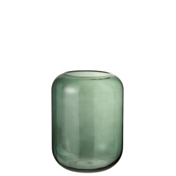 Vase cylindre en verre vert moyen
