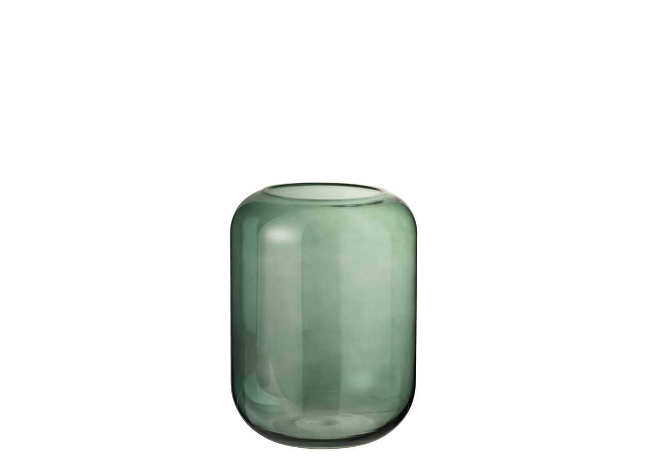 Vase cylindre en verre vert moyen
