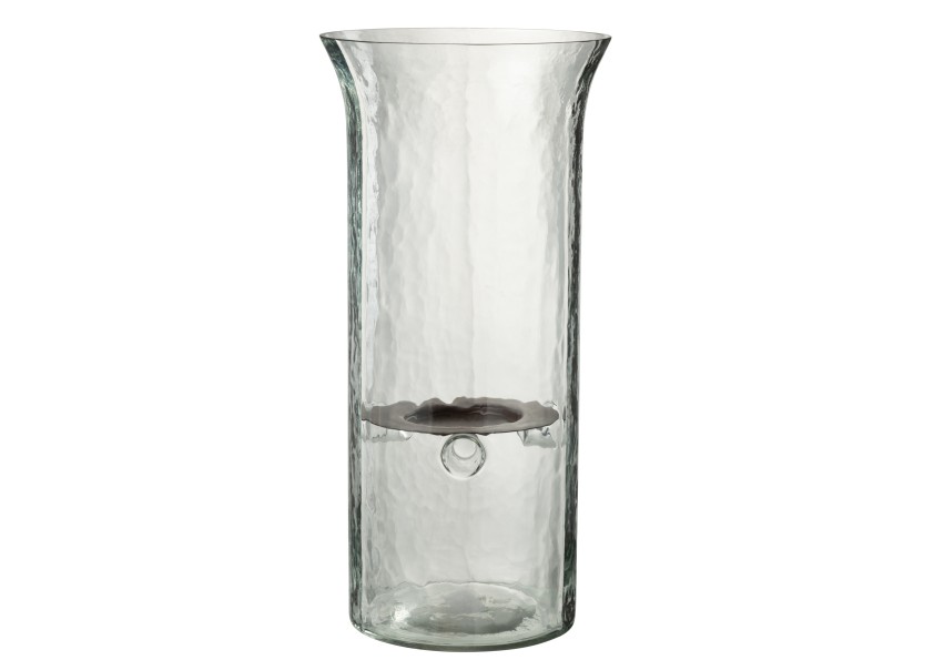 Bougeoir plat en verre flou large