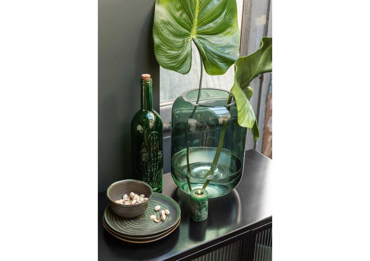 Vase cylindre en verre vert moyen