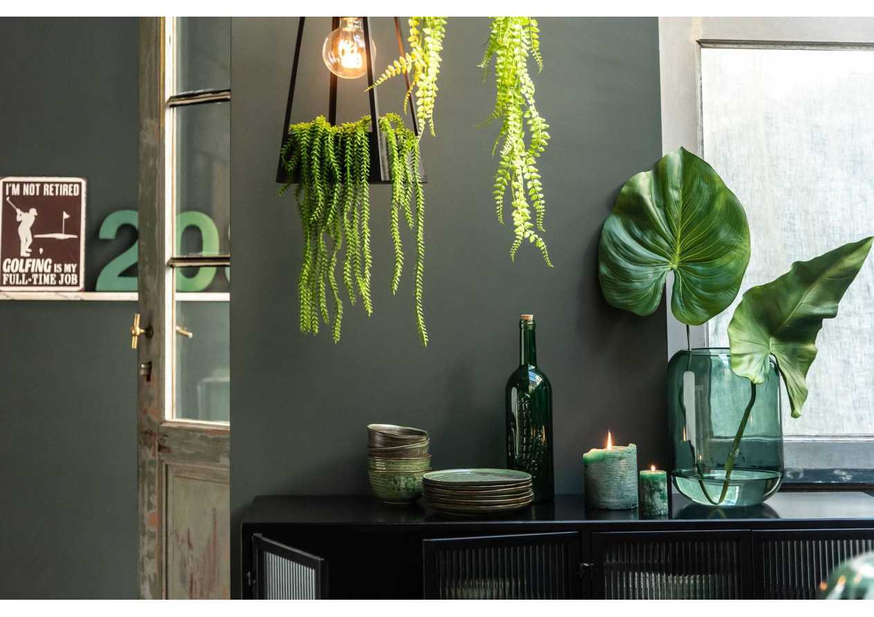 Vase cylindre en verre vert moyen