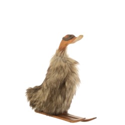 Canard Skieur Fourrure Bois Brun Large