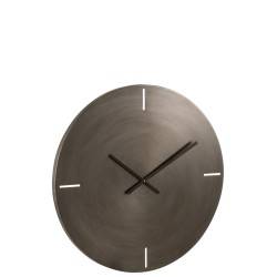 Horloge ronde en métal gris foncé large