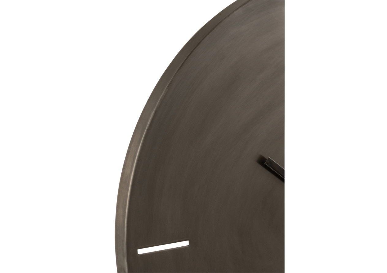 Horloge ronde en métal gris foncé large