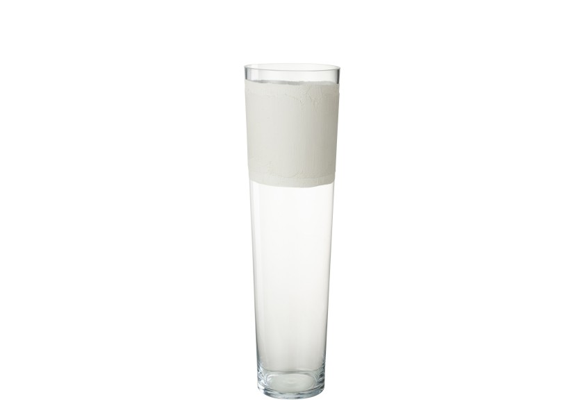 Vase Delph en verre blanc grand