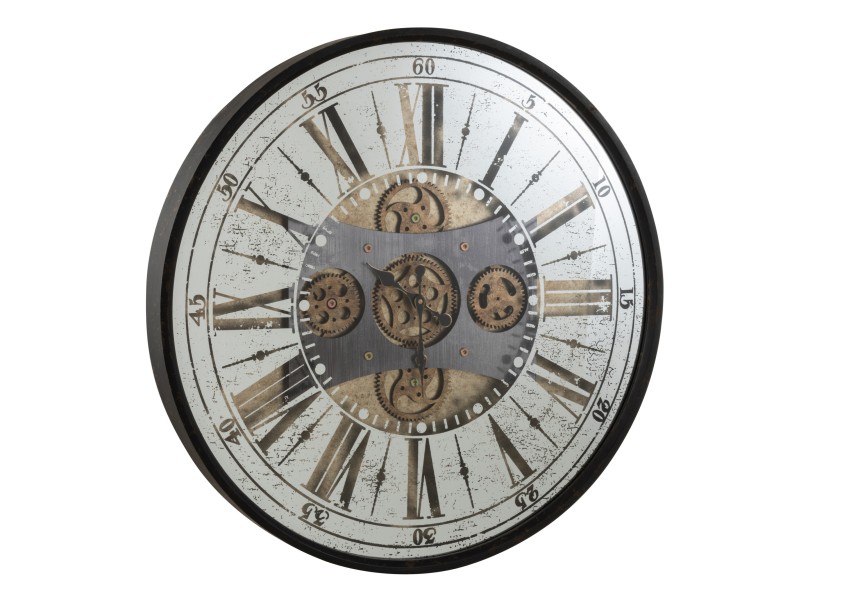 Horloge chiffres romains miroir antique noir