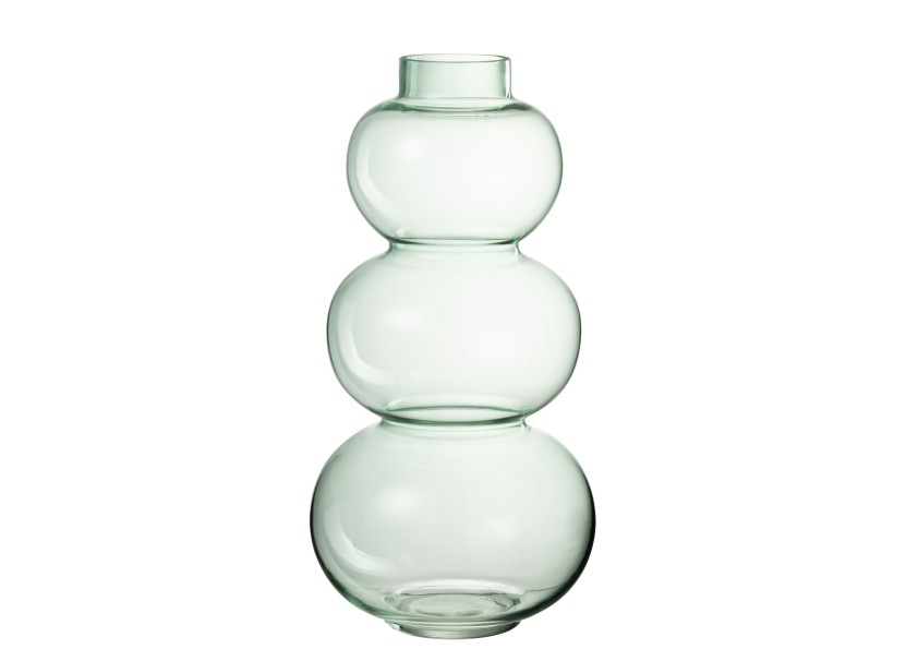 Grand vase en verre vert globes