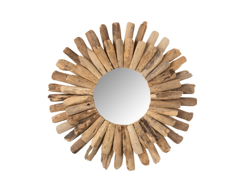 Miroir rond en bois flotté grande taille