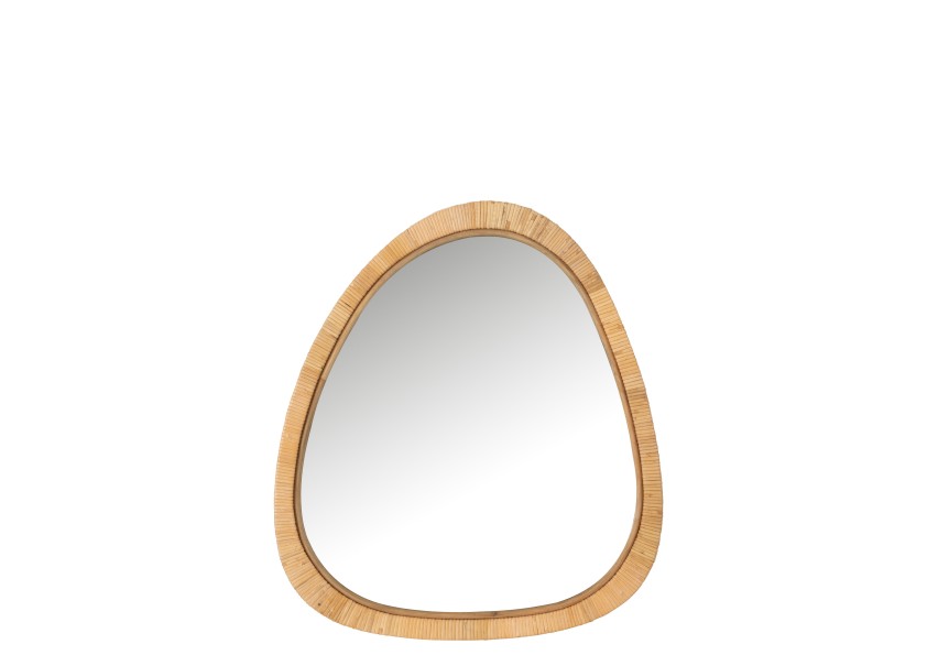 Miroir paille rotin/verre naturel grand