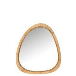 Miroir paille rotin/verre naturel grand
