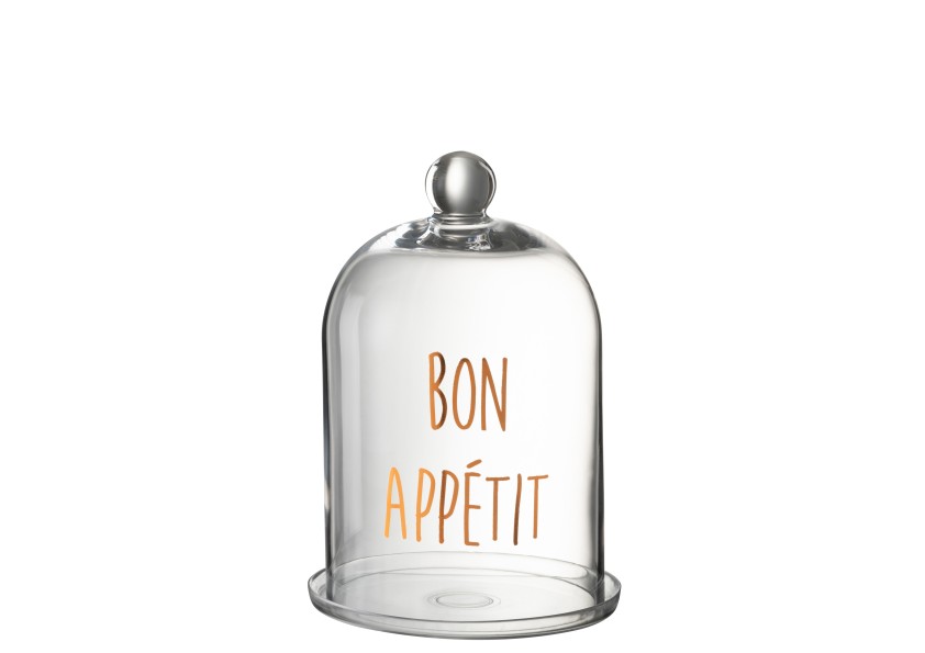 Cloche en verre  "Bon Appétit" Ronde