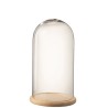 Cloche en bois rond/verre transparent/naturel petit