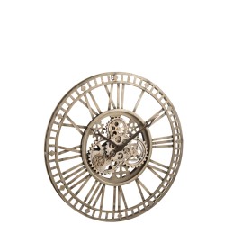 Horloge en chiffres romains métal gris antique