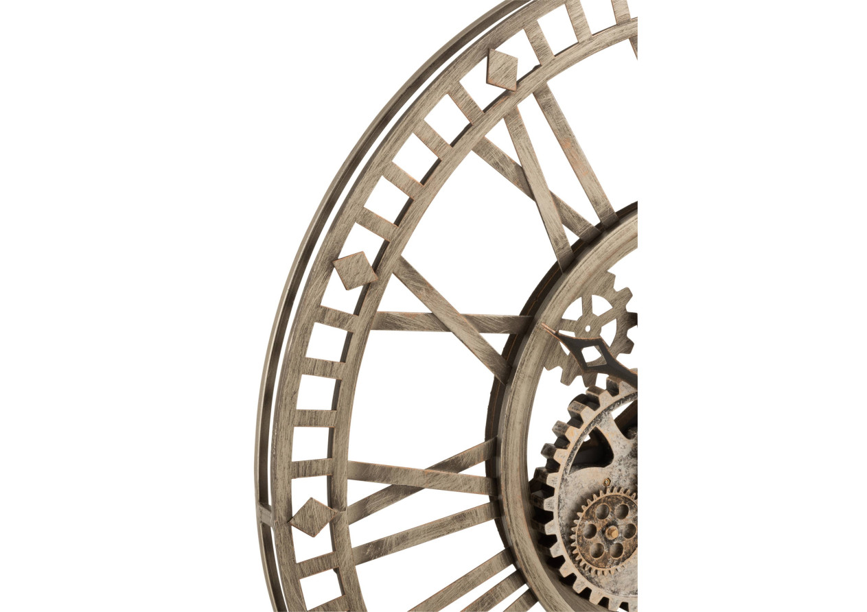 Horloge en chiffres romains métal gris antique