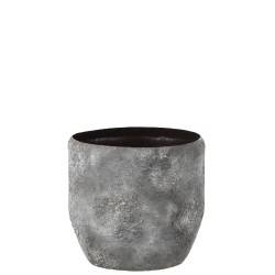 Pot en métal gris rugueux