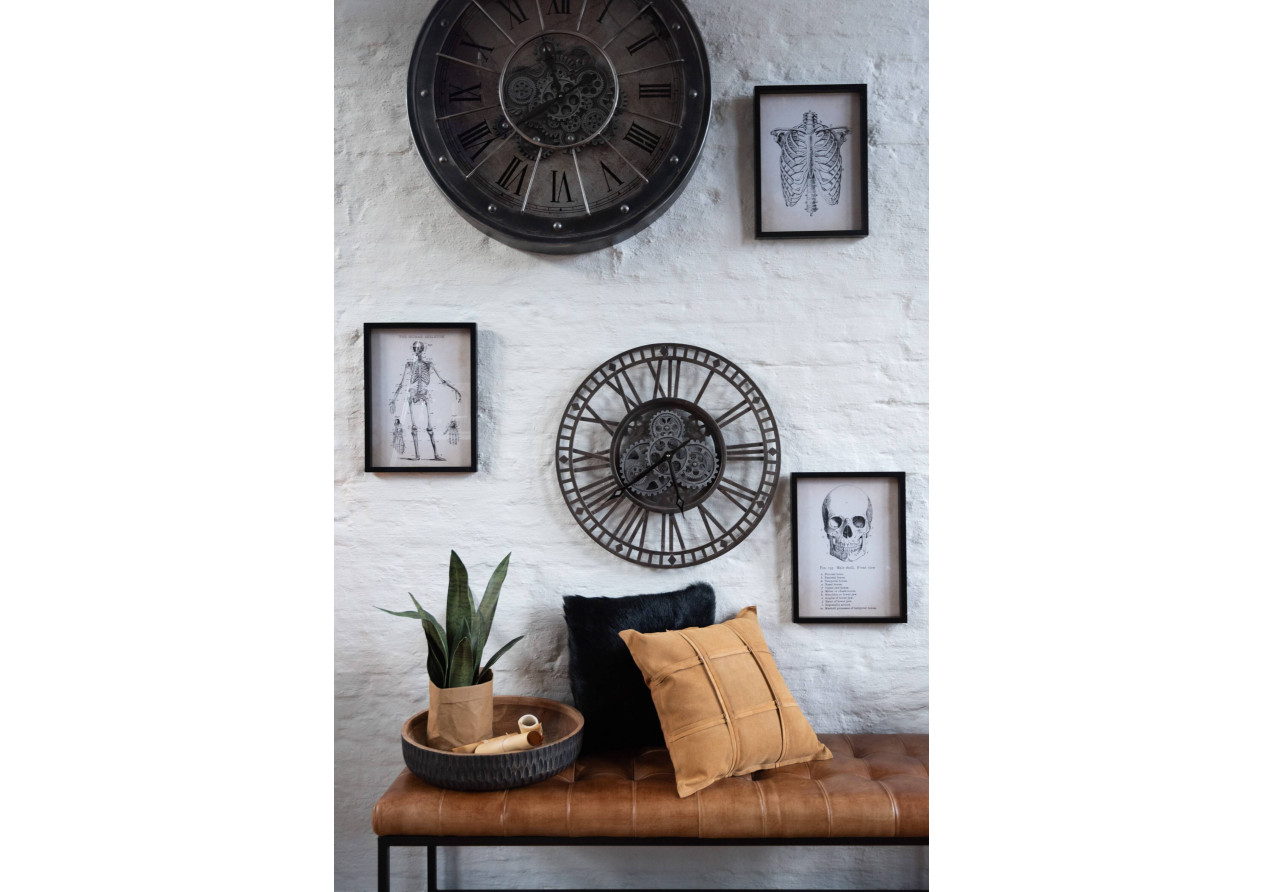 Horloge en chiffres romains métal gris antique