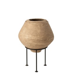 Pot sur pied en papier mâché marron
