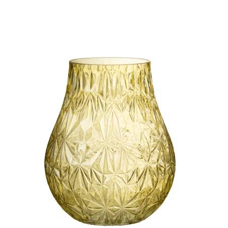 Vase en verre taillé jaune