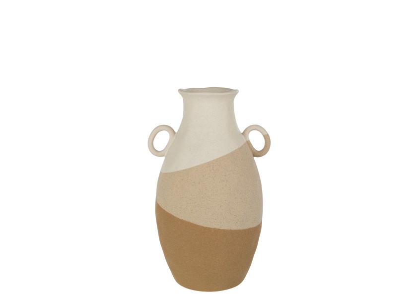 Vase oreille beige/marron grand