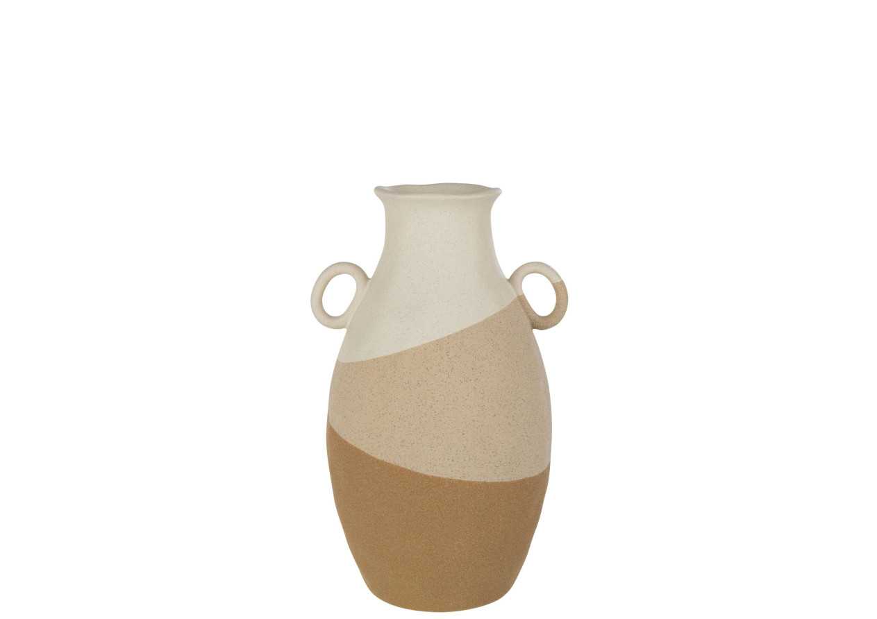 Vase oreille beige/marron grand