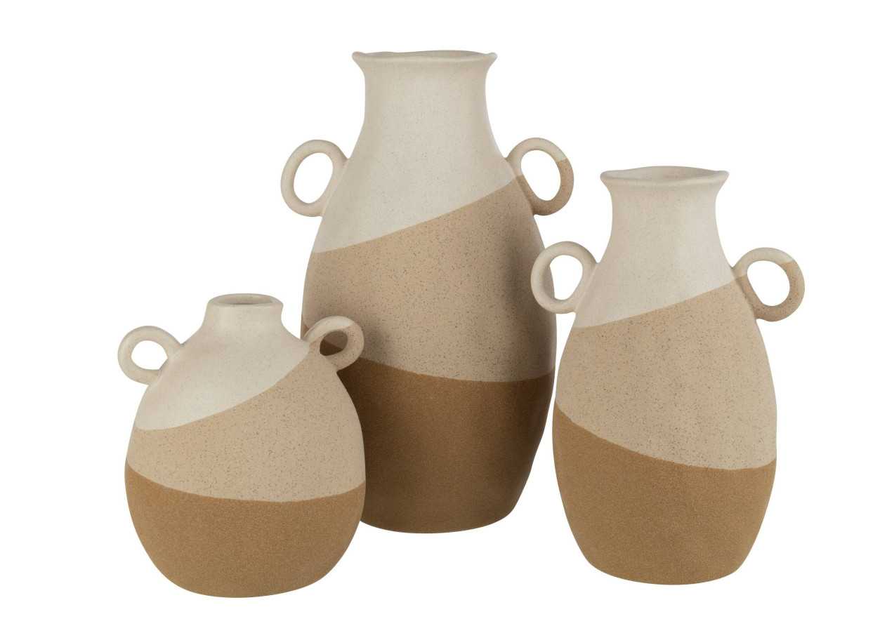 Vase oreille beige/marron grand