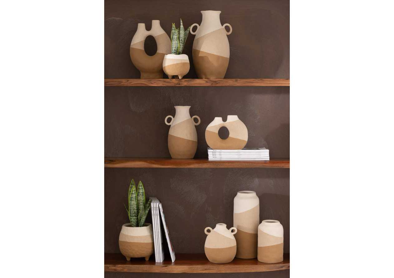 Vase oreille beige/marron grand