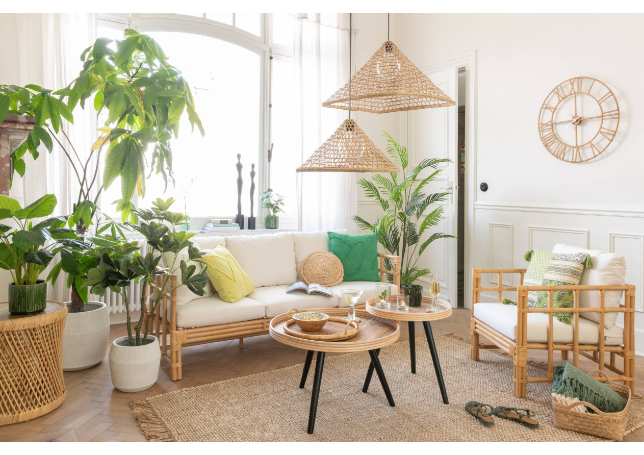 Horloge murale romaine en rotin/métal petite