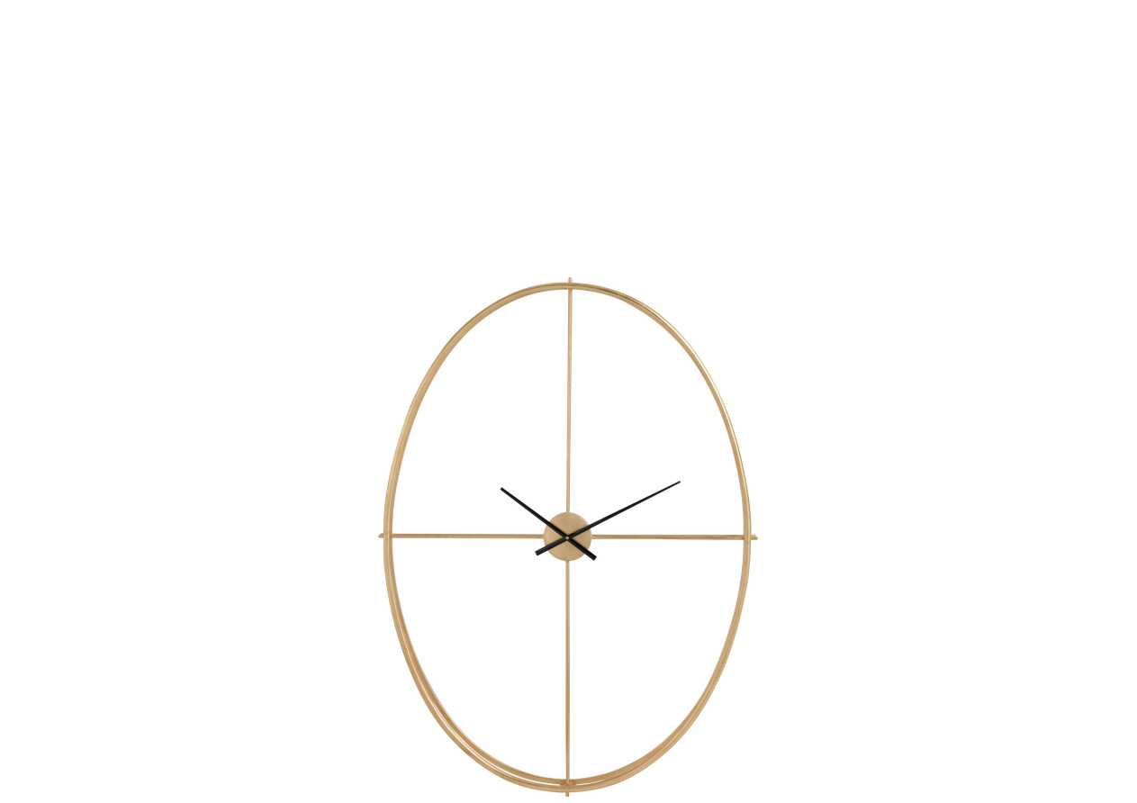 Horloge ovale en métal doré grande