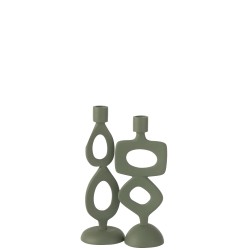 Porte-bougies anneaux vert x2