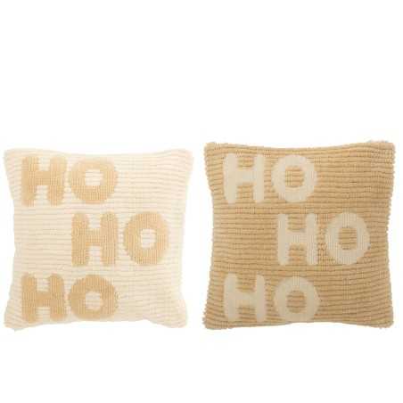 Coussin HoHoHo - Blanc & Beige