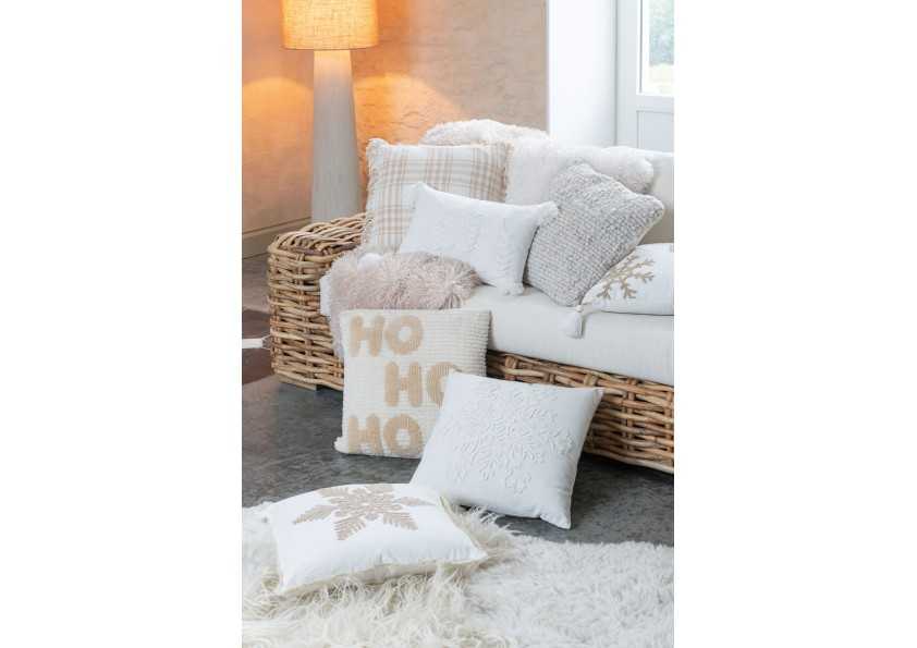 Coussin HoHoHo - Blanc & Beige